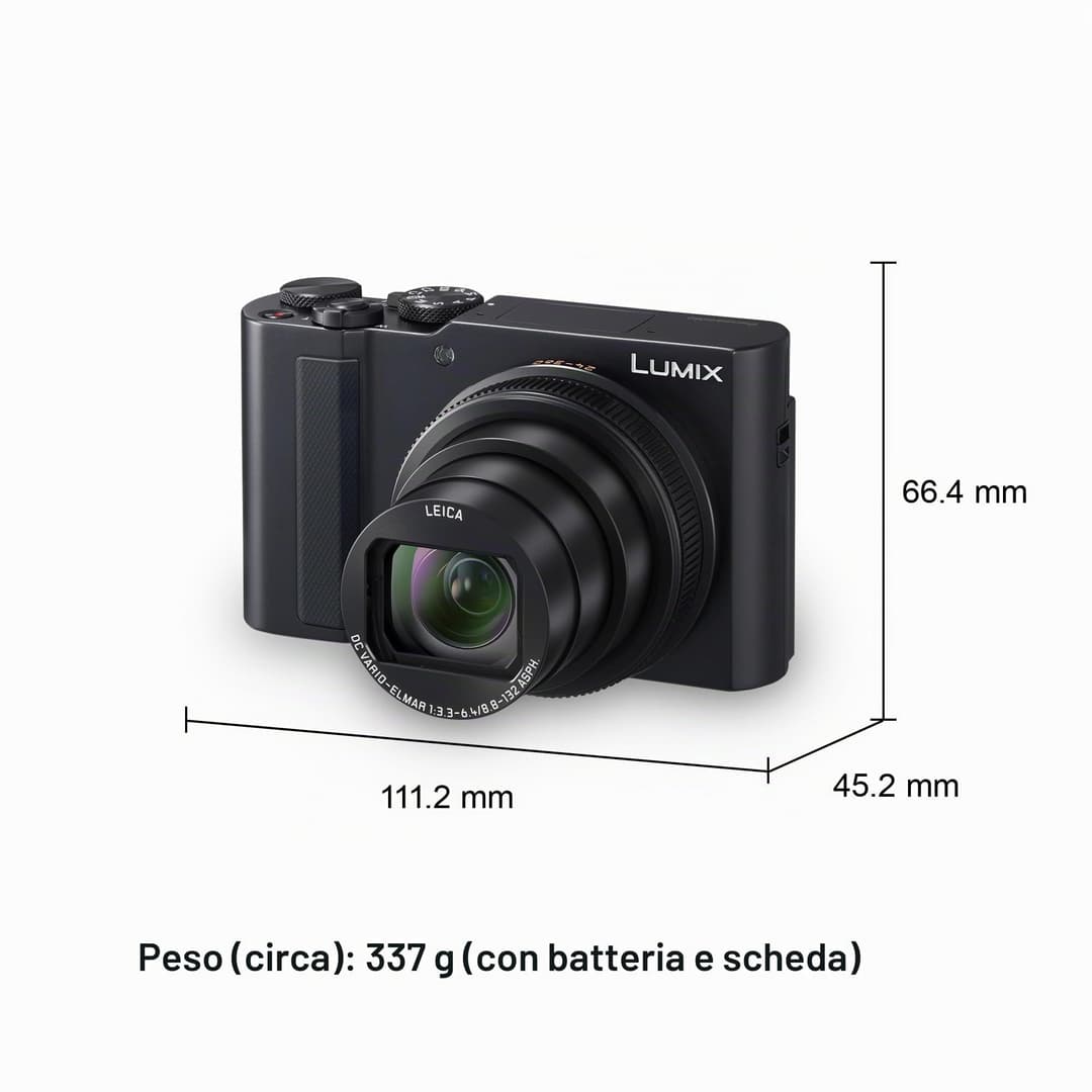 Panasonic LUMIX DC-TZ300E 20,1MP Fotocamera Zoom da Viaggio, Obiettivo LEICA 15x, Sensore BSI 1,0 Pollice, Video e Foto 4K, Stabilizzazione 5 Assi, USB Type-C, Nero - Image 4