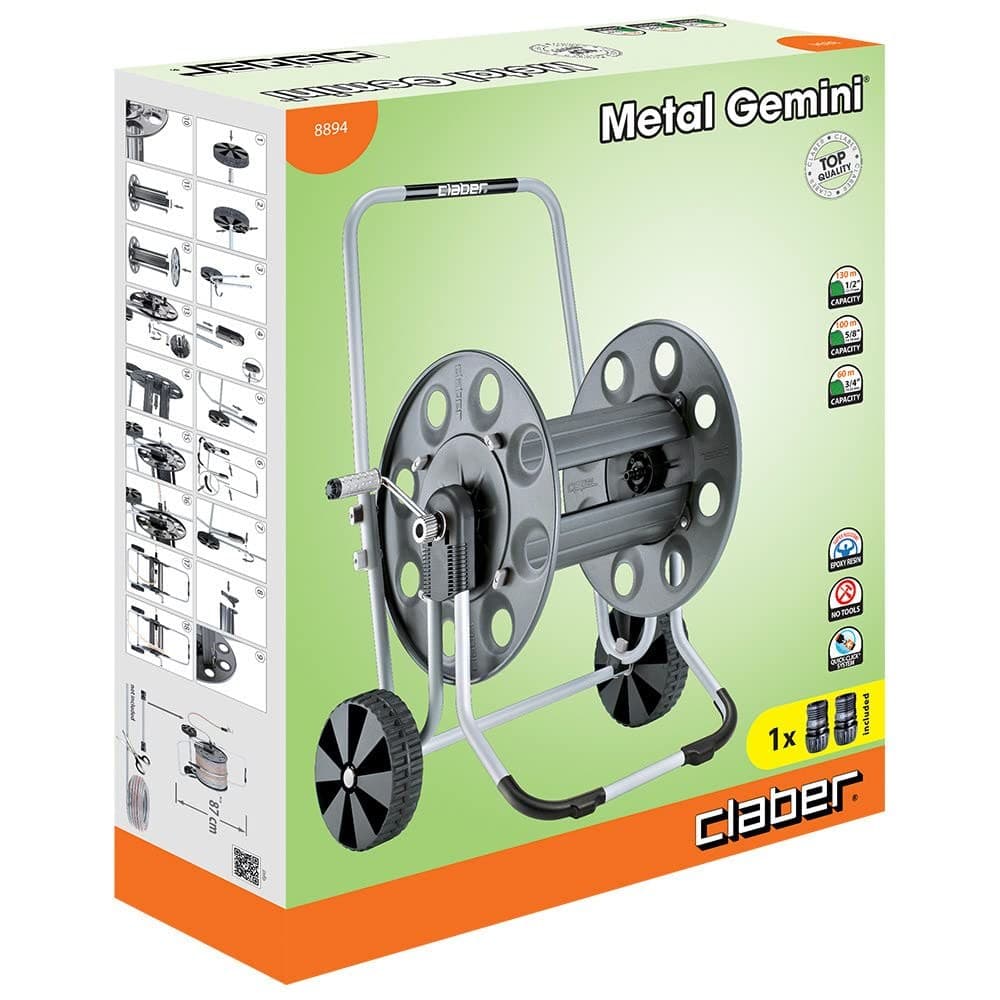 Claber Metal Gemini Hose Reel Cart - Black - Image 3