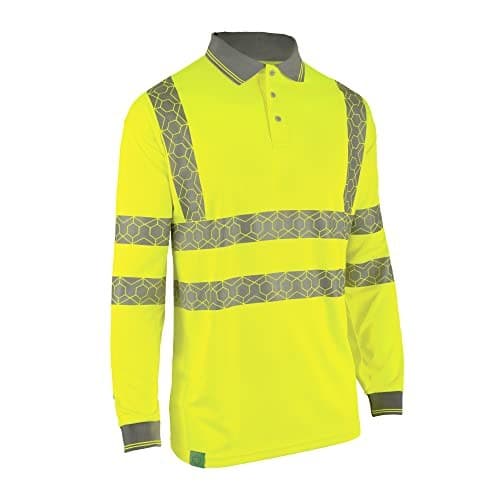 Beeswift Envirowear Saturn Yellow Hi-Vis Long Sleeve Polo Unisex Reflective Sustainable Circular Process Safety PPE Workwear - X-Large - Image 2