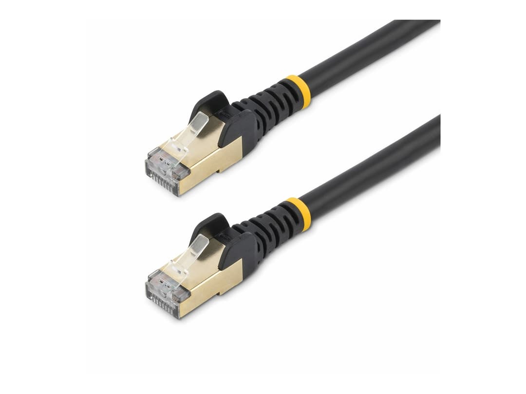 StarTech CAT6A Shielded Snagless Ethernet Patch Cable, 10GbE, 100W PoE, 1.5m - Black (6ASPAT150CMBK) - Image 1