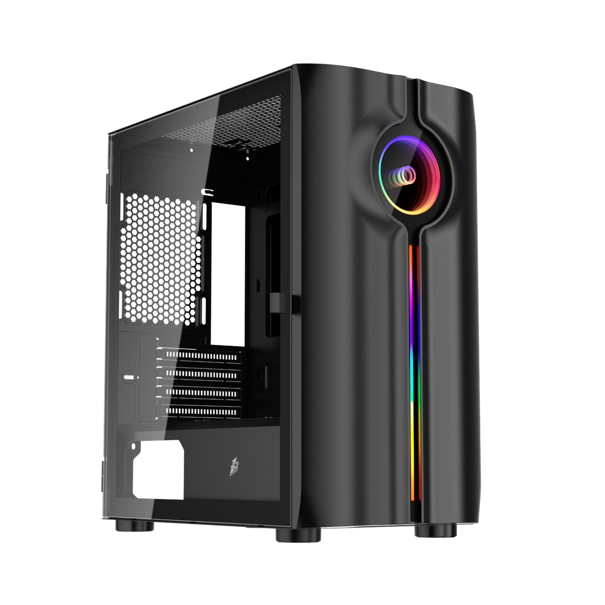 1st Player IS3-BK ARGB Tempered Glass Mid Tower Gaming Case - Black
