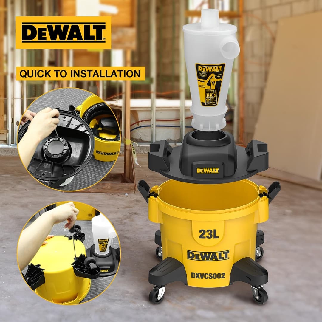 DEWALT Cyclone Dust Collector Vacuum Cleaner Separator - Yellow - Image 3