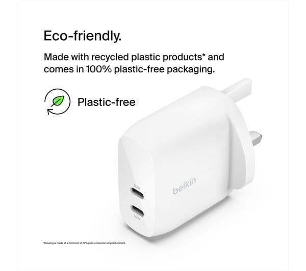 Belkin WCB010 Dual USB Type-C Charger White - Image 2