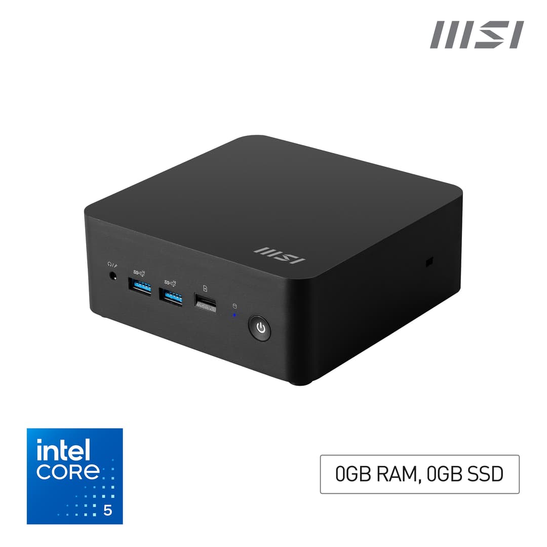 MSI Cubi NUC 1M Intel Core 5 120U (14th Gen) Barebone, NUC, SFF, Mini Computer, HTPC, (NO RAM, NO Storage, NO OS), Intel Graphics/DDR5/Dual ThunderBolt 4/Dual HDMI/Dual LAN/WiFi 6E/BT 5.3/VESA - Image 1