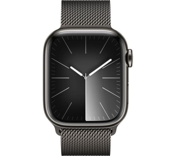 Apple Watch Series 9 GPS + Cellular 41mm Graphite Stainless Steel Case with Midnight Sport Band - S/M - Image 2