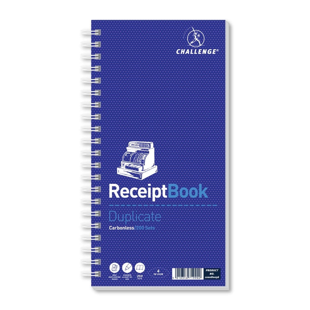 Challenge Duplicate Receipt Book 200 Sets 280x141mm - Image 1