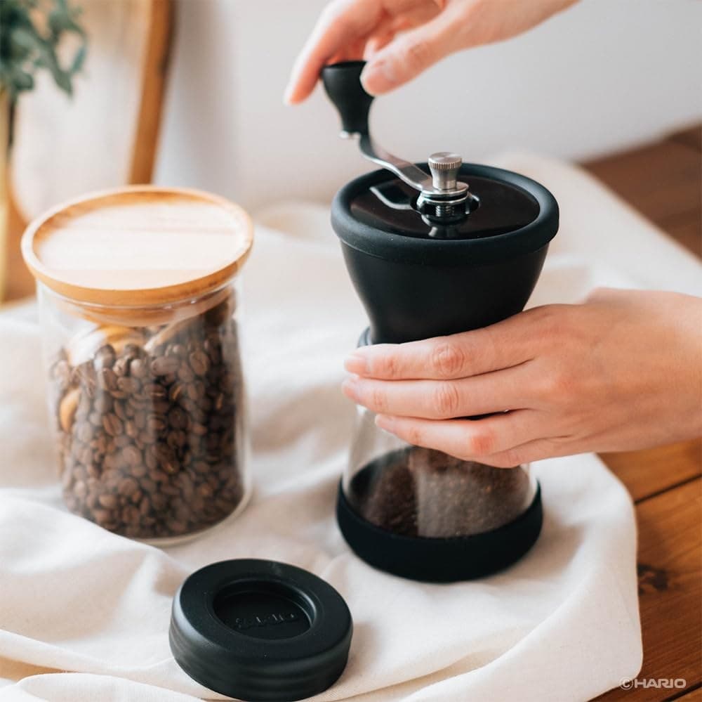 HARIO Black Ceramic Coffee Grinder With N Skeleton MSCSN-2-B - Black - Image 7