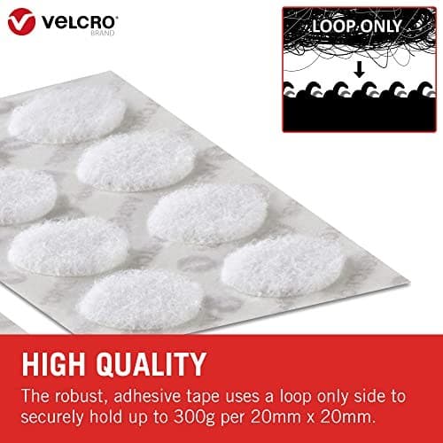 VELCRO® Brand | Stick On Coins | Loop Side only | Double Sided Self Adhesive Sticky Coins Perfect for Room Décor & Home, Office, Garage Use | White | 19mm x 19mm | Pack of 125 - Image 5