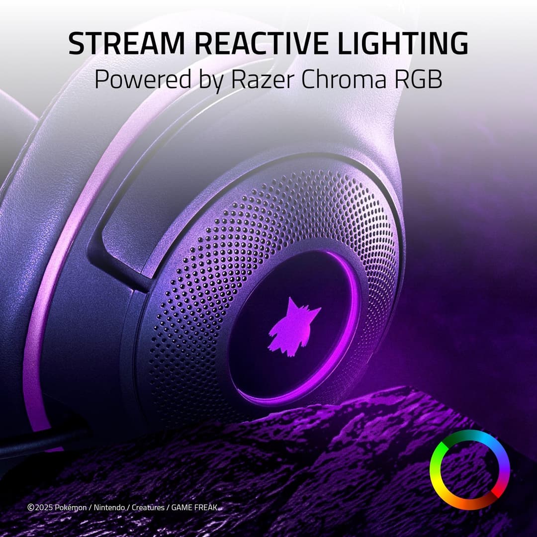 Razer Kraken Kitty V2 - Gengar Pokémon Edition - USB Headset - Violet - Image 3