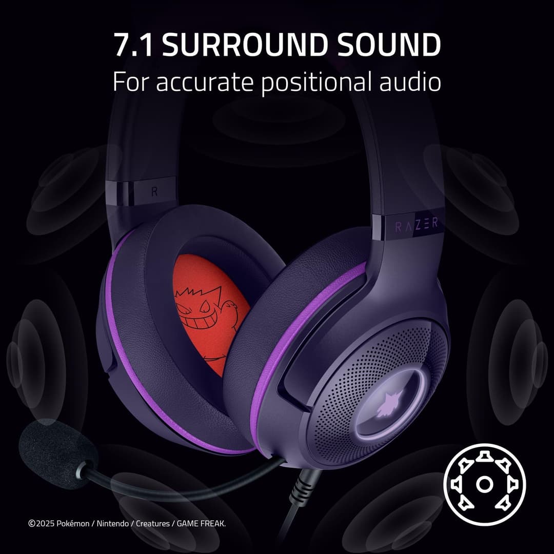 Razer Kraken Kitty V2 - Gengar Pokémon Edition - USB Headset - Violet - Image 6