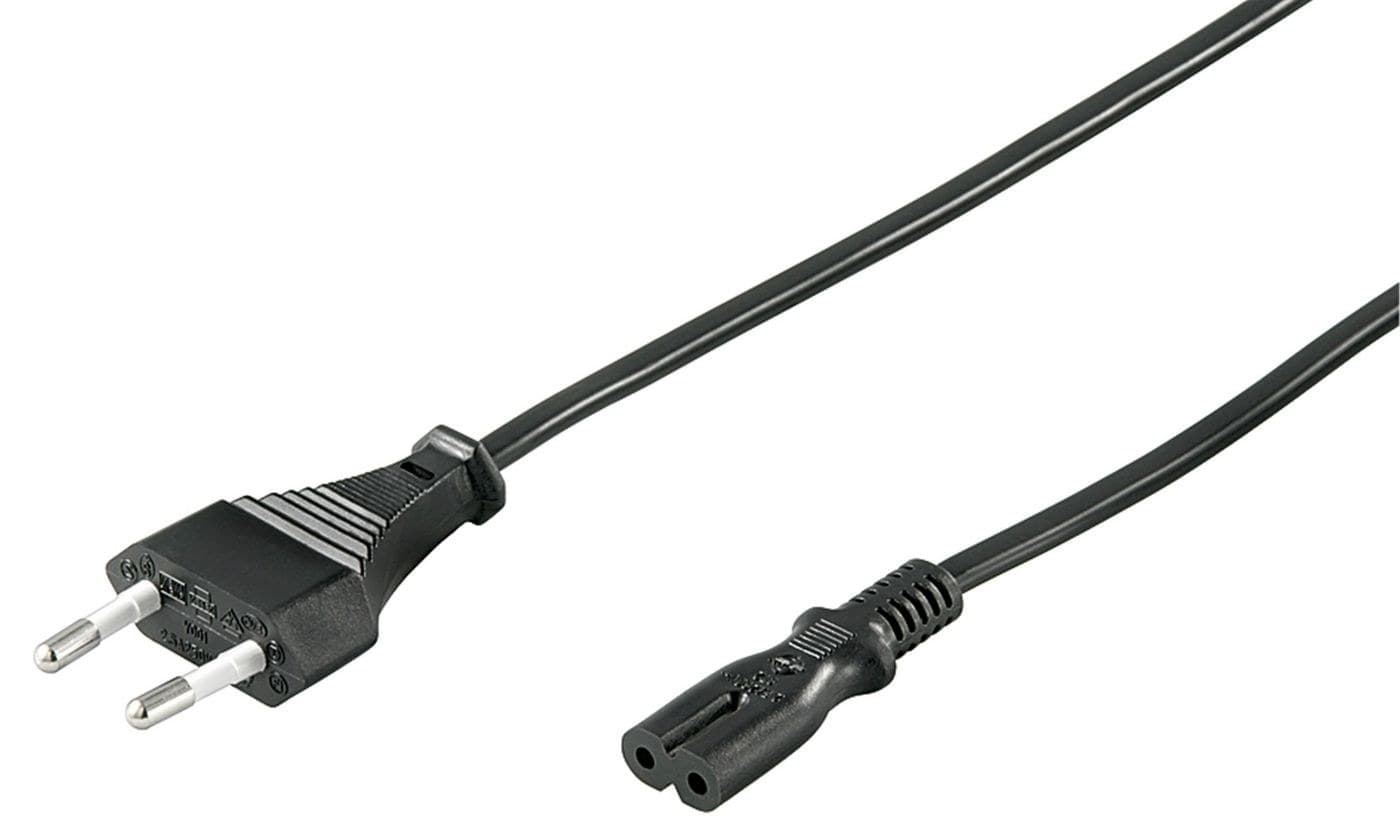 Microconnect Euro 2-Pin CEE 7/16 to C7 Figure-of-Eight Power Cord 1.8m Black