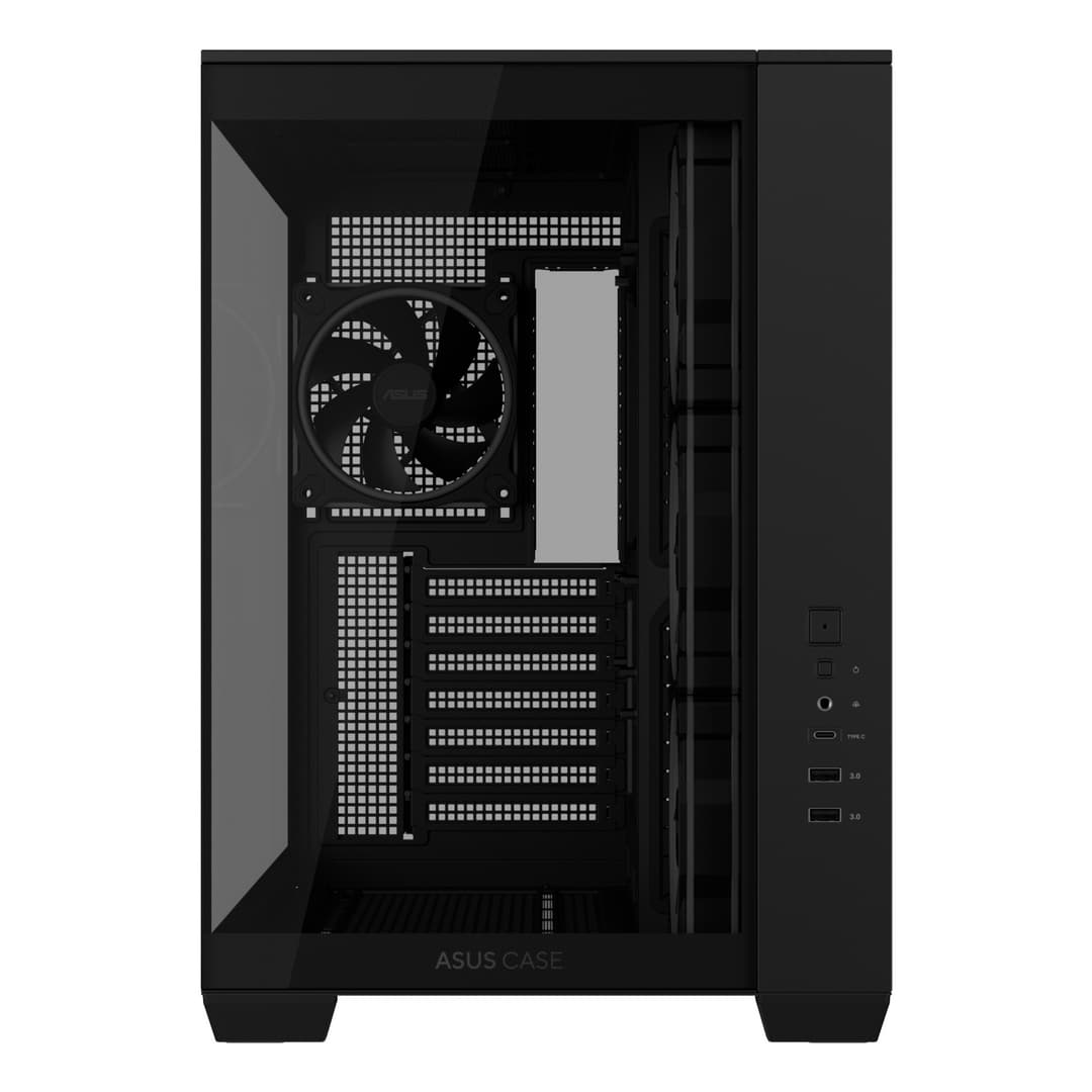 ASUS A32 PLUS ARGB Tempered Glass Dual-Chamber Mid-Tower Gaming PC Case - Black - Image 2