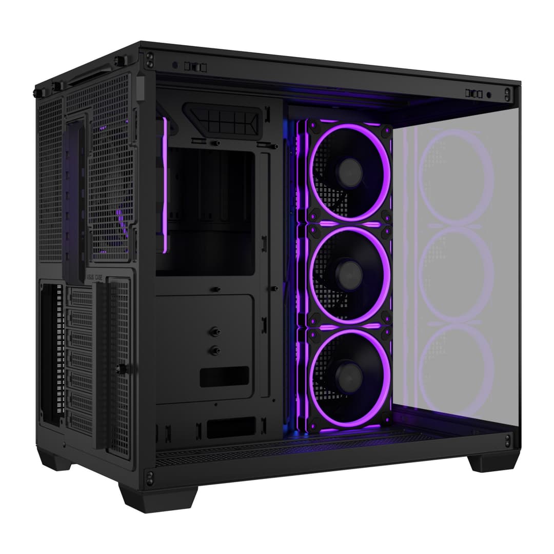 ASUS A32 PLUS ARGB Tempered Glass Dual-Chamber Mid-Tower Gaming PC Case - Black - Image 5