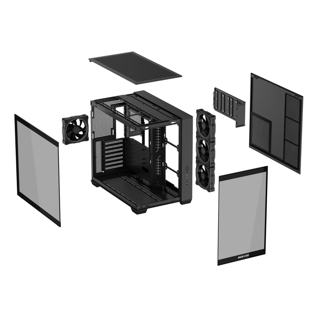 ASUS A32 PLUS ARGB Tempered Glass Dual-Chamber Mid-Tower Gaming PC Case - Black - Image 9