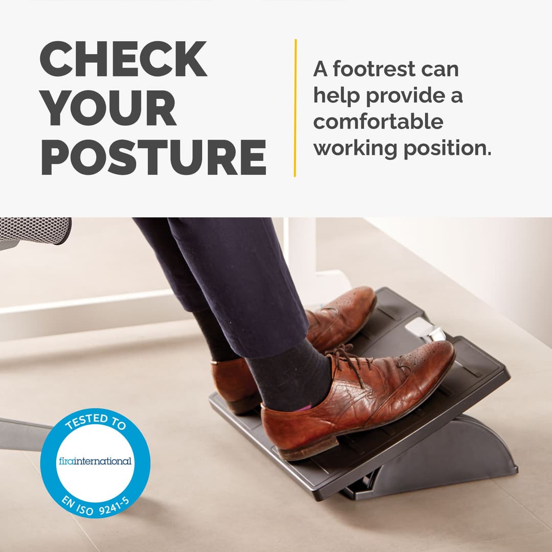 Fellowes Foot Rest Under Desk - Office Suites Under Desk Foot Rest Ergonomic Foot Rest with 3 Height Adjustable Positions & Antibacterial Technology - Foot Rest Stool for Office & Home - Black - Image 2