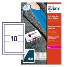 Avery L4785-20 80 x 50mm White Self Adhesive Silk Name Badges 20 Sheets - 10 Labels per Sheet (200 Badges)
