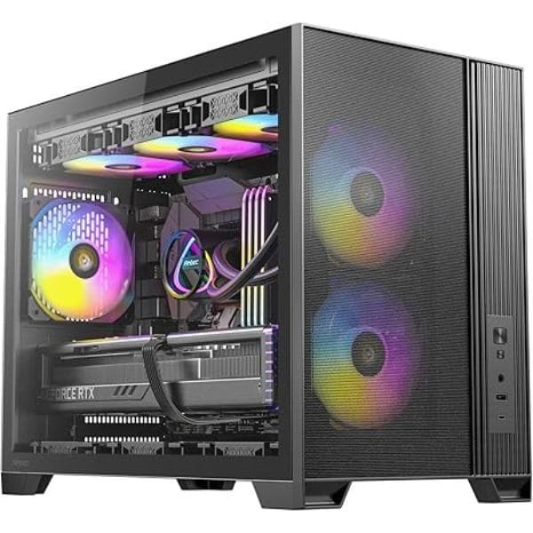 FLUX M 3 mm Tempered Glass Side Panel Micro-ATX Case - 6 x 120 Fans Included - Image 1