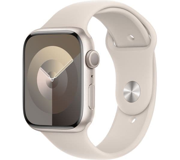 Apple Watch Series 9 GPS 45mm Starlight Aluminium Case with Starlight Sport Band - M/L - Image 1