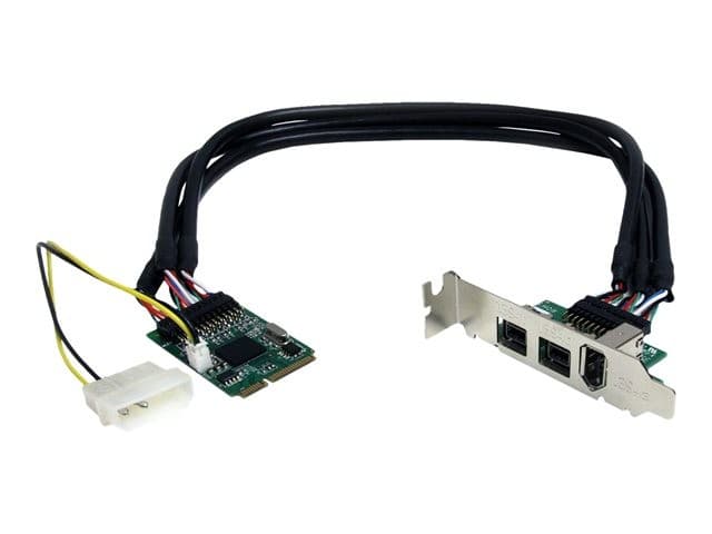 StarTech.com 3 Port 2b 1a 1394 Mini PCI Express FireWire Card Adapter - FireWire adapter - PCIe Mini Card - FireWire 800 - 2 ports + 1 x FireWire - MPEX1394B3 - FireWire adapter - PCIe Mini Card - 2 ports - Image 1