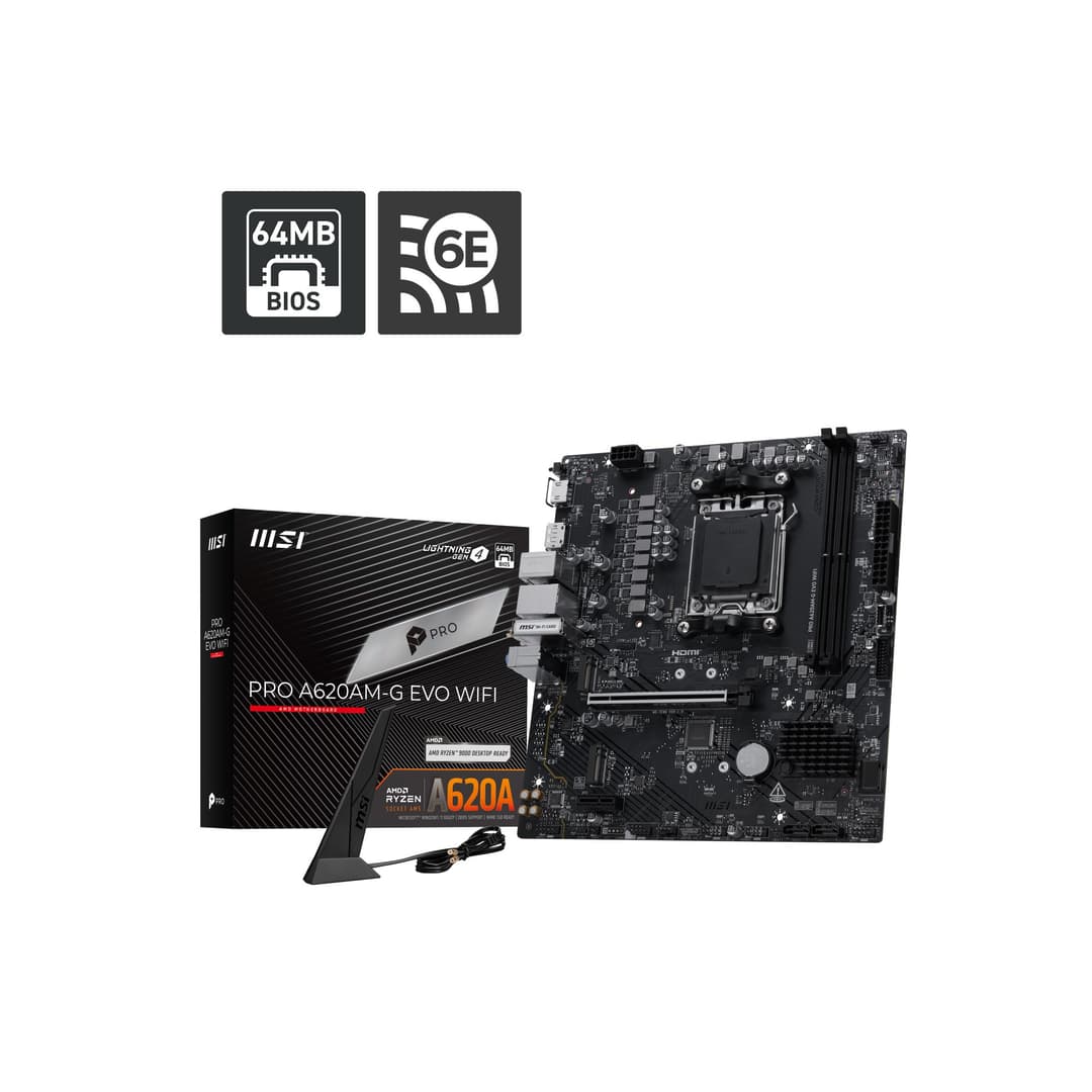 MSI PRO A620AM-G EVO WIFI AMD A620A DDR5 Socket AM5 micro-ATX Motherboard - Image 6