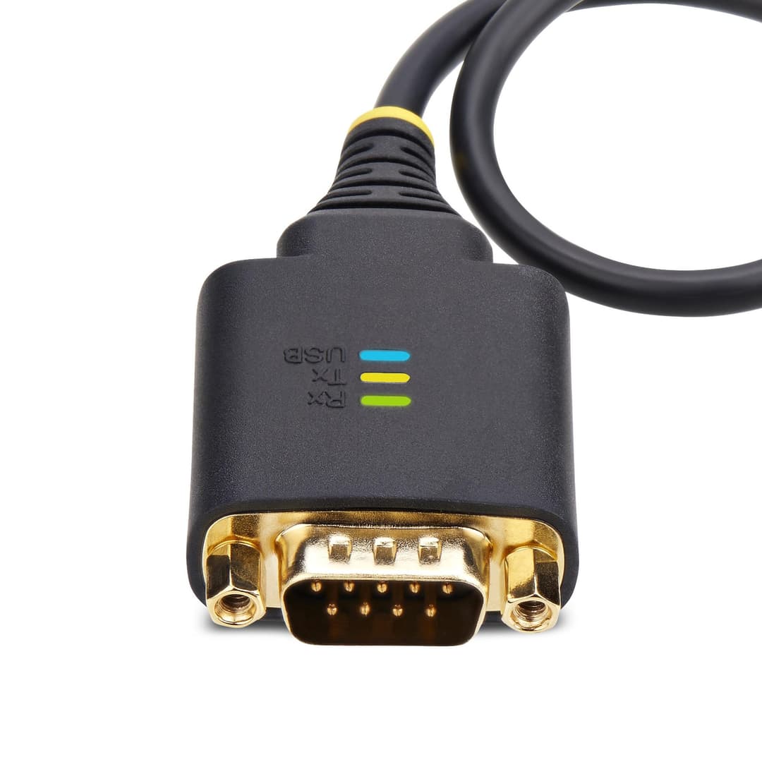 StarTech.com 1ft (30cm) USB to Serial Adapter Cable, COM Retention, Interchangeable Nuts/Screws, USB-A to DB9 RS232, FTDI IC, ESD Protection, Windows/macOS/Linux - Image 3