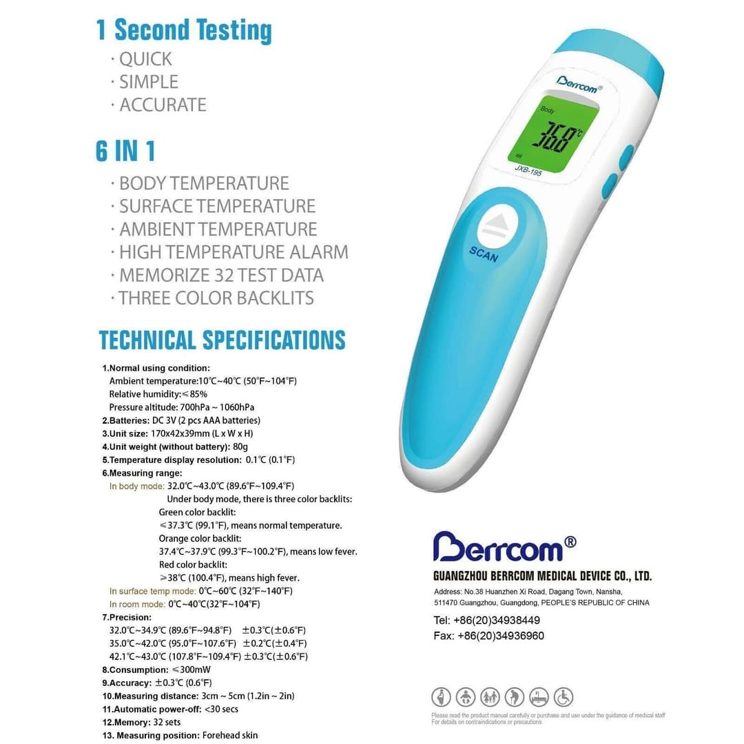 Berrcom JXB-195 3-in-1 Digital Infrared Forehead Thermometer - Image 3
