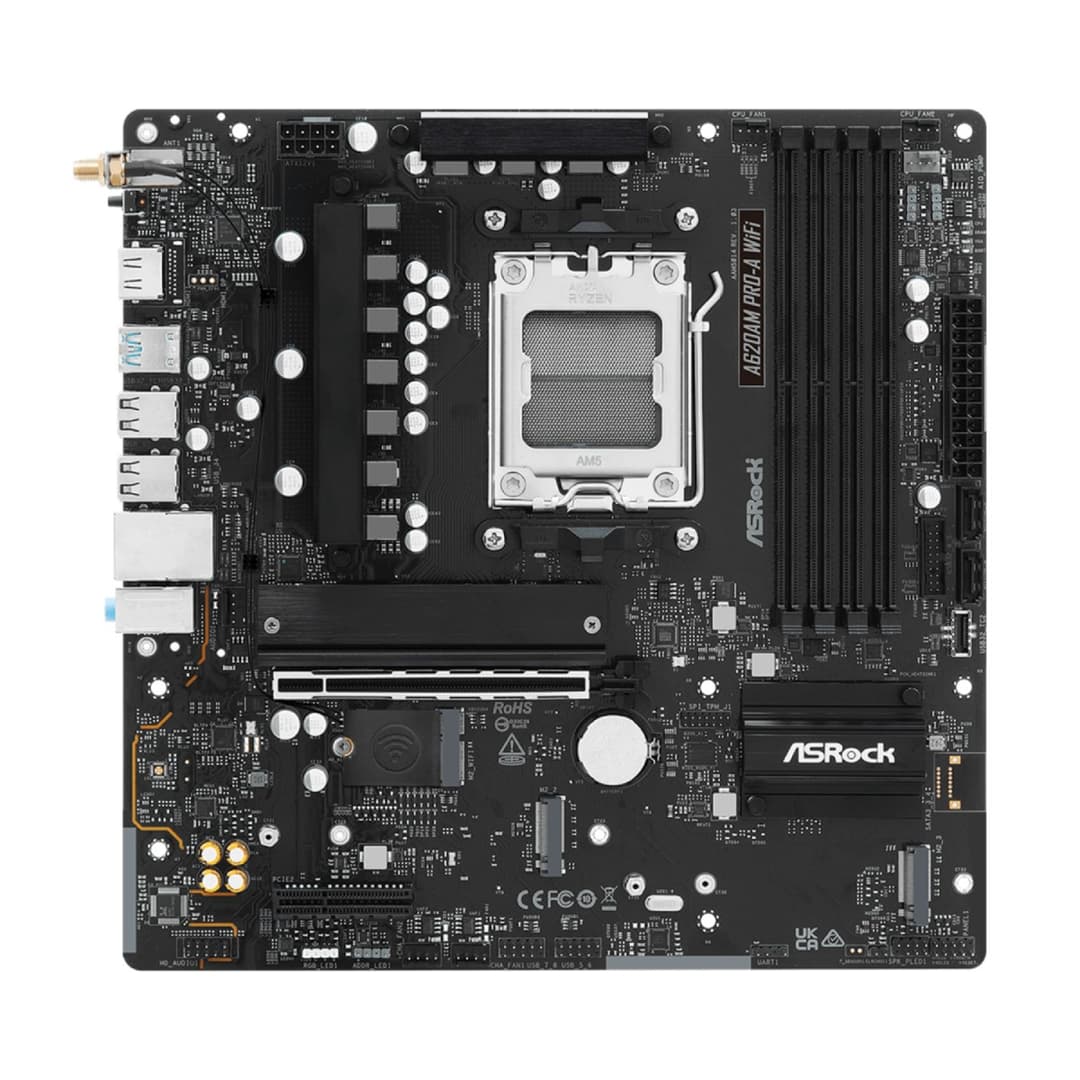 ASRock A620AM PRO-A AMD A620A DDR5 Micro-ATX Socket AM5 Motherboard - Wi-Fi - Image 2