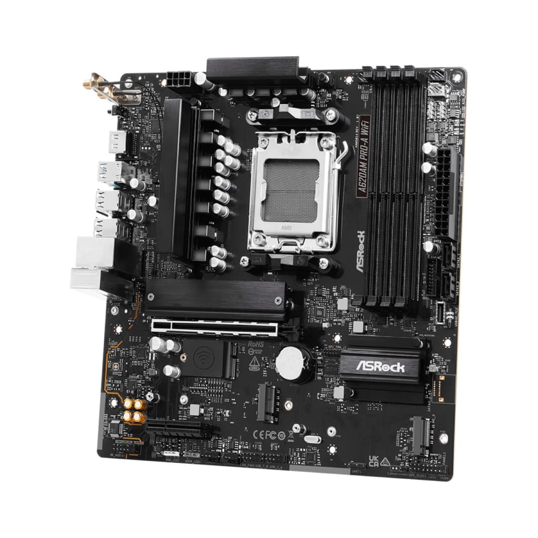 ASRock A620AM PRO-A AMD A620A DDR5 Micro-ATX Socket AM5 Motherboard - Wi-Fi - Image 4