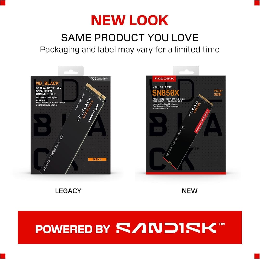 WD_BLACK SN850X 1TB M.2 2280 PCIe Gen4 NVMe SSD - Without Heatsink - Image 2