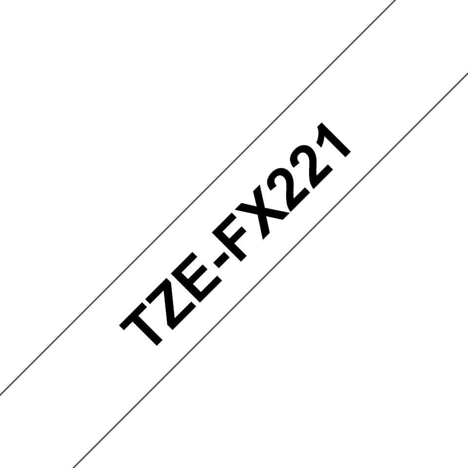 Brother TZe-FX221 P-touch Flexible ID Laminated Labelling Tape, Black on White, 9mm x 8m