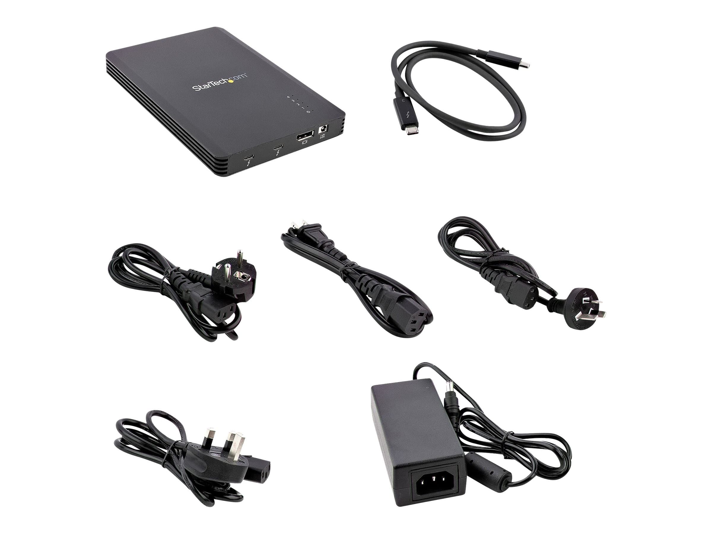 StarTech.com 4 Bay Thunderbolt 3 NVMe Enclosure, For M.2 NVMe Solid State Drives, 1x DisplayPort Video & 2x TB3 Downstream Ports, Up to 40Gbps, 72W Power Supply - 4 Bay M.2 SSD External Hard Drive Enclosure (M2E4BTB3) - storage enclosure - M.2 NVMe Card /