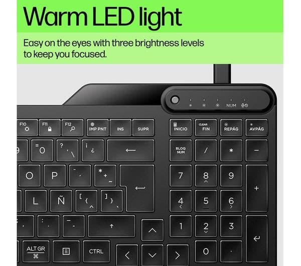 HP 400 Backlit Wired Keyboard Black - Image 5