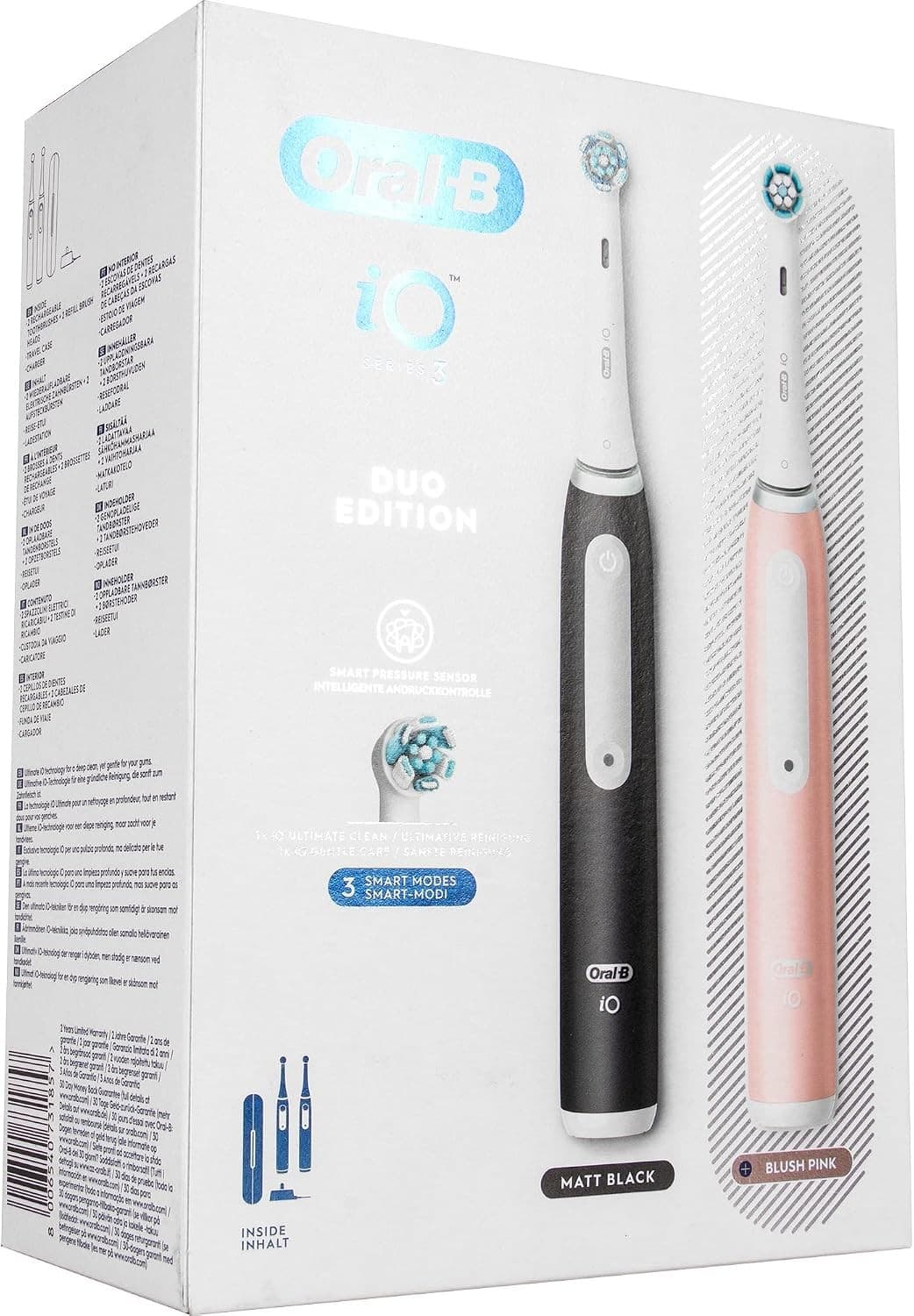 Oral-B iO3 Electric Toothbrush Duo Pack Matt Black & Blush Pink - Image 2