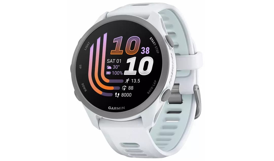 Garmin Forerunner 170 43mm GPS Running Smartwatch - Whitestone/Cloud Blue - Image 1