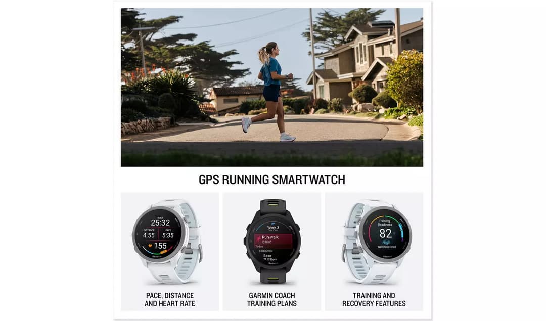 Garmin Forerunner 170 43mm GPS Running Smartwatch - Whitestone/Cloud Blue - Image 2