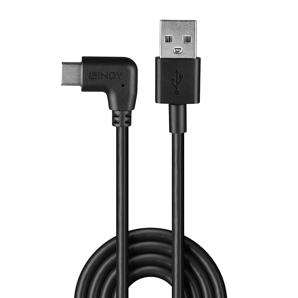 Lindy 1m USB 2.0 Type A to Right-Angled USB-C Cable - Image 2