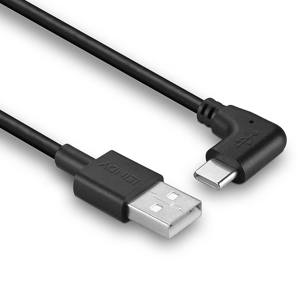 Lindy 1m USB 2.0 Type A to Right-Angled USB-C Cable - Image 3