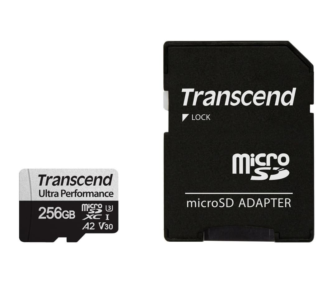256GB Transcend 340S microSD UHS-I U3 A2 Ultra Performance Memory Card w/Adapter - Image 2