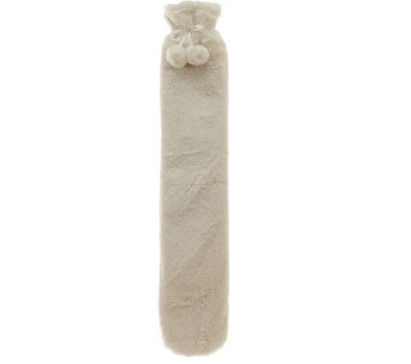 AROMA HOME Faux Fur Long Hot Water Bottle - Cream - Image 1