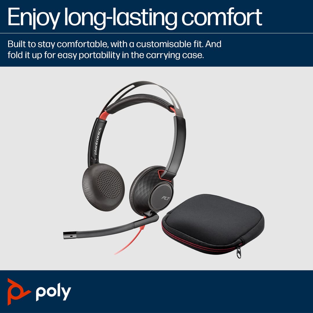 HP Poly Blackwire 5220 Stereo USB-C Headset +3.5mm Plug +USB-C/A Adapter (Bulk) - Image 3