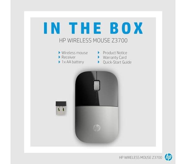 HP Z3700 Wireless Optical Mouse - Silver - Image 6