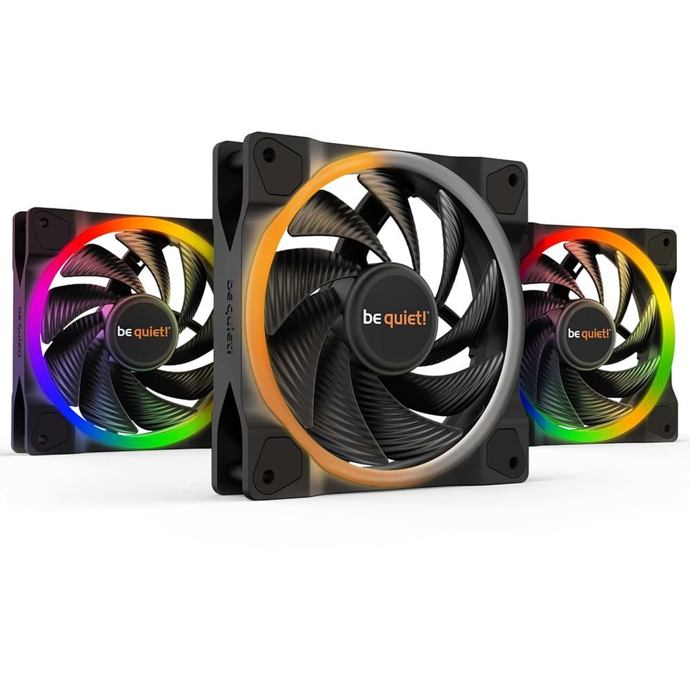 be quiet! Light Wings 120mm PWM high-speed Triple Pack ARGB LED Lighting 4-pin PWM PC Fan - Black (BL077) - Image 1