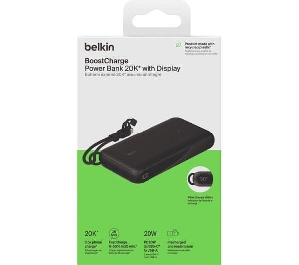 Belkin BoostCharge 20K 20W Power Bank with Digital Display - Black - Image 2