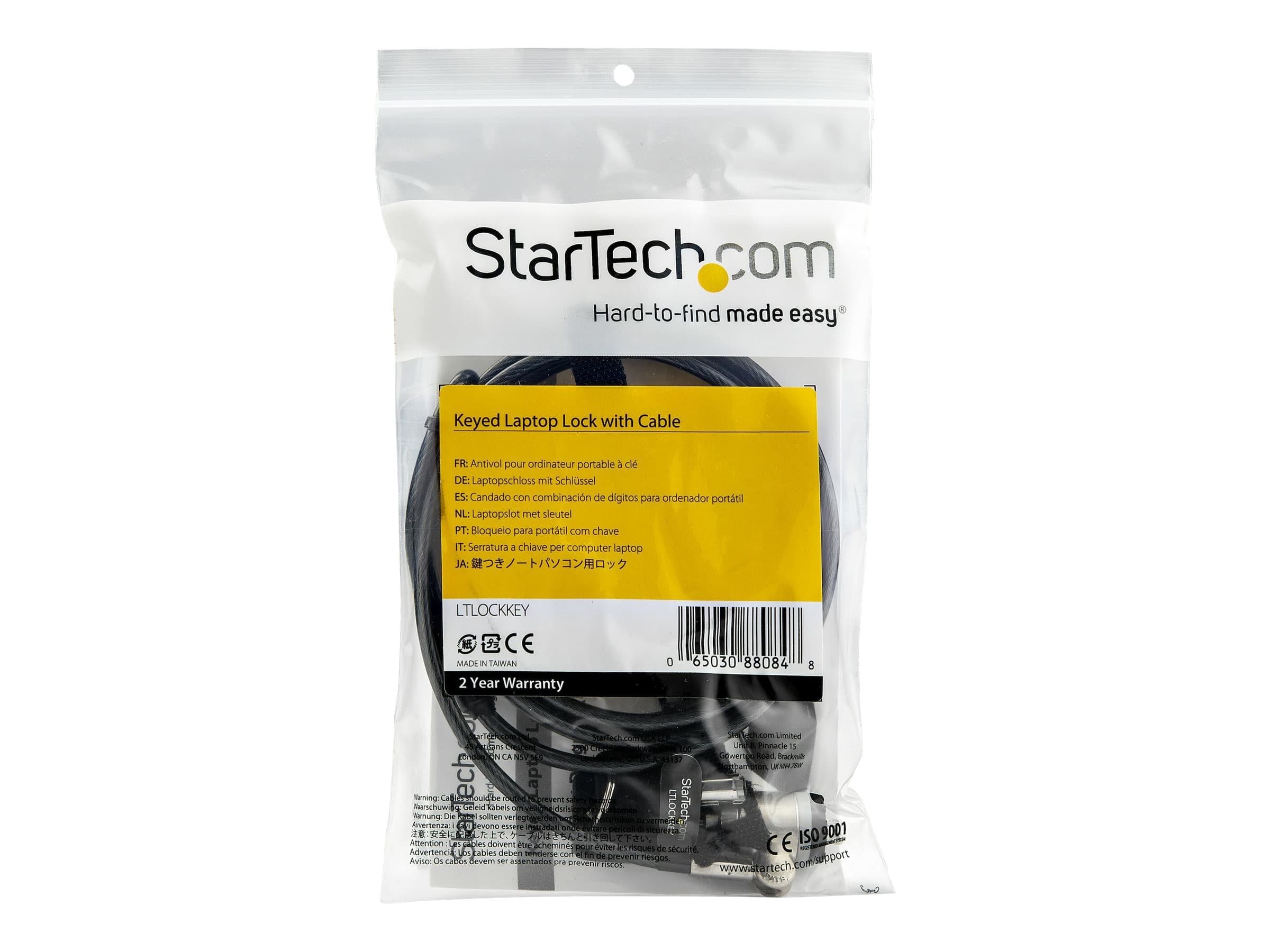 StarTech LTLOCKKEY Security Cable Lock Black