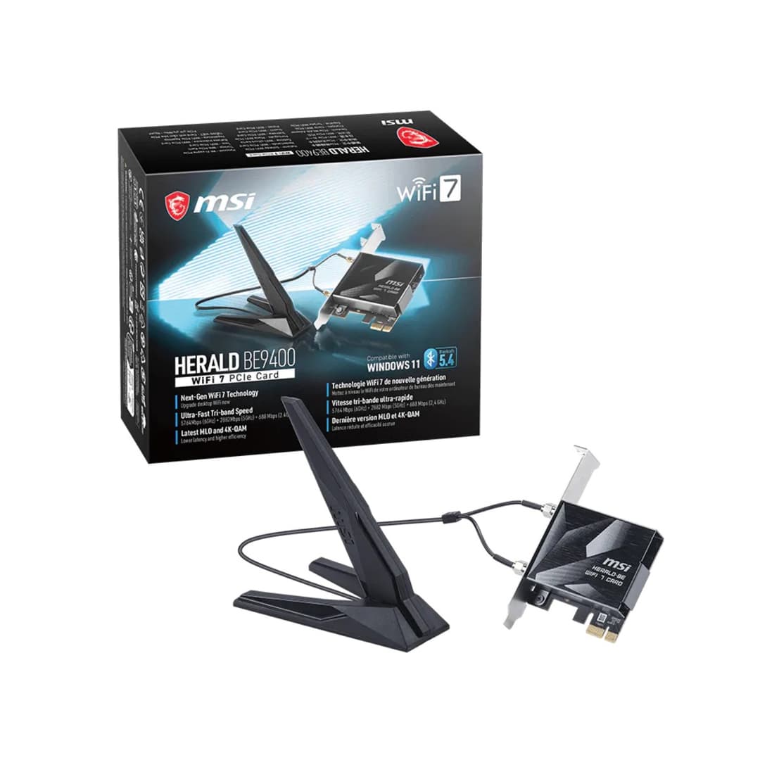 MSI HERALD BE9400 WiFi 7 Tri-Band PCIe x1 Expansion Card - Image 5