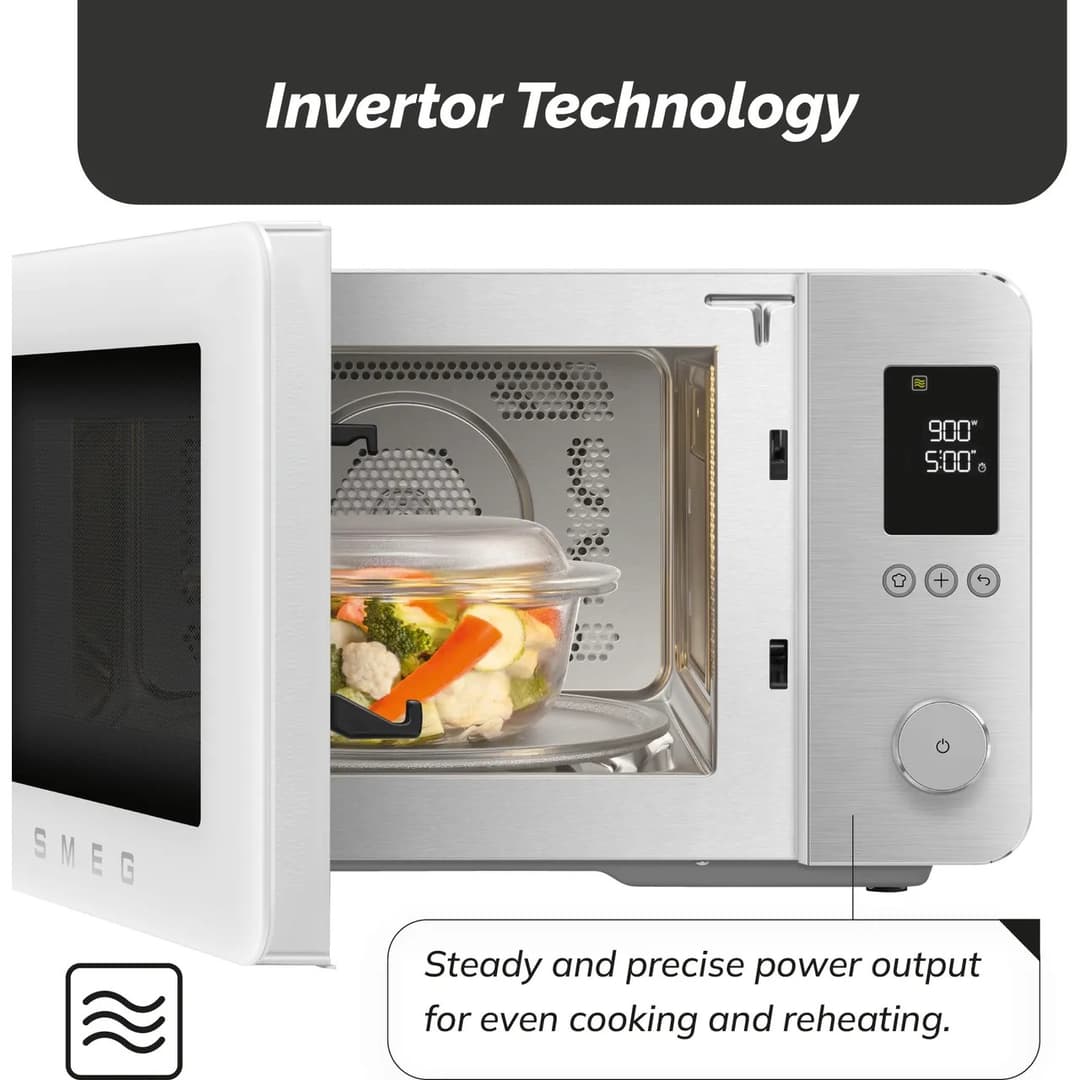 SMEG Collezione MOC02WHMUK Combination Microwave 27L 900W Air Fry Convection Grill 25 Programmes - White - Image 6