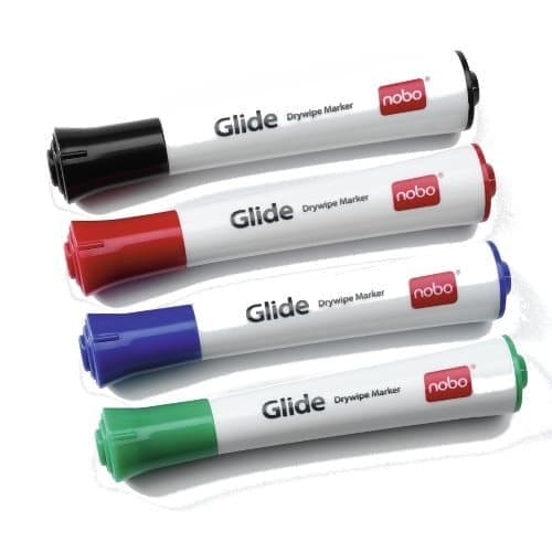 Nobo Glide Whiteboard Pens Bullet Tip 4 Pack - Image 1