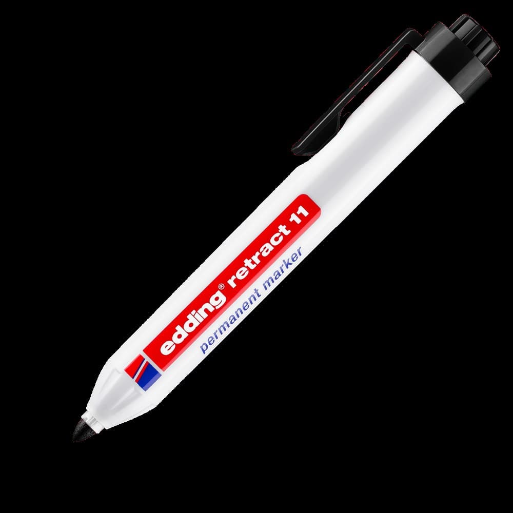 edding 11 Retract Permanent Marker Black Box of 10 - Image 1