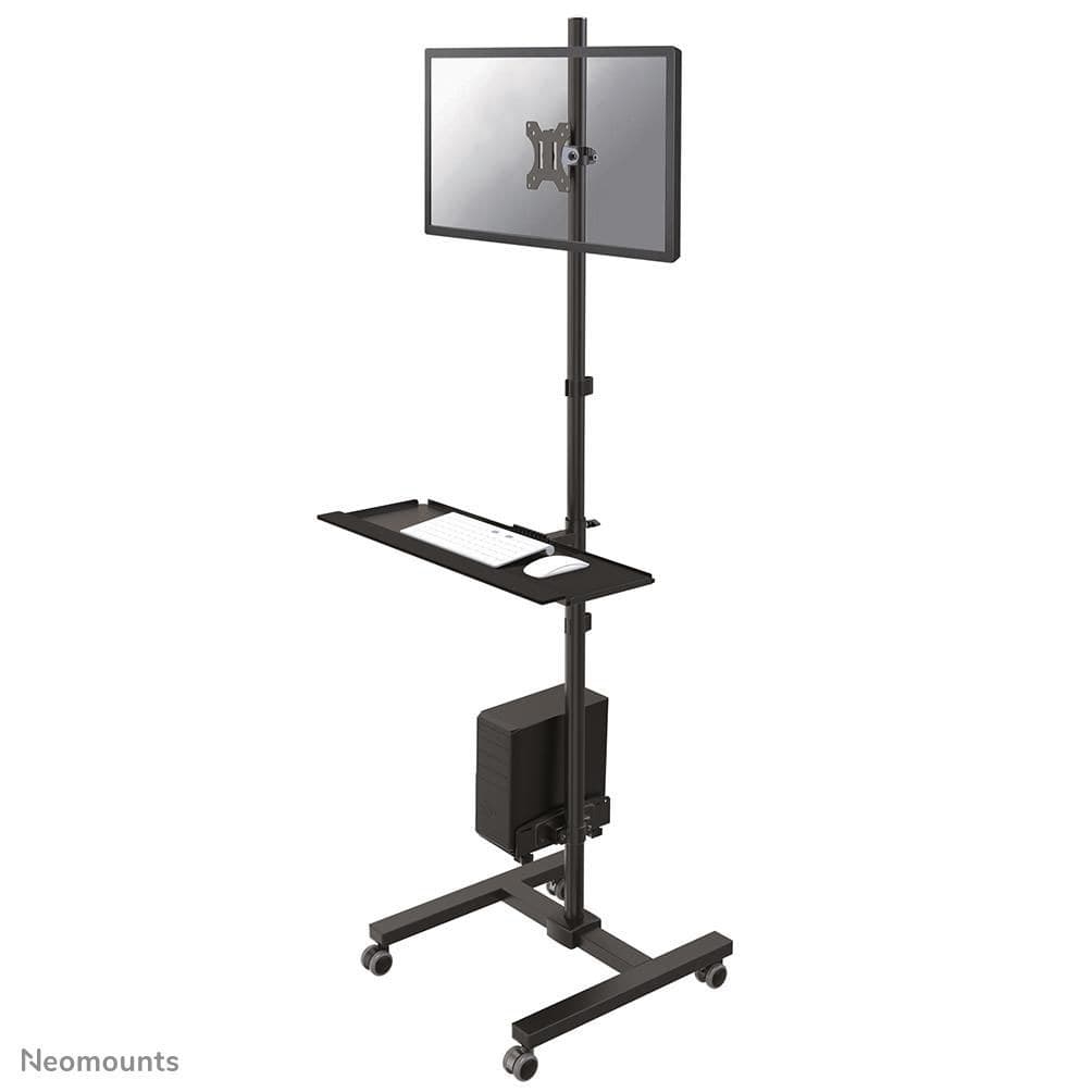 Neomounts FPMA-MOBILE1700 Mobile Workstation Floor Stand for Monitor 10-32", Keyboard, Mouse & PC - VESA 75x75/100x100 - Max 8kg - Black - Image 1