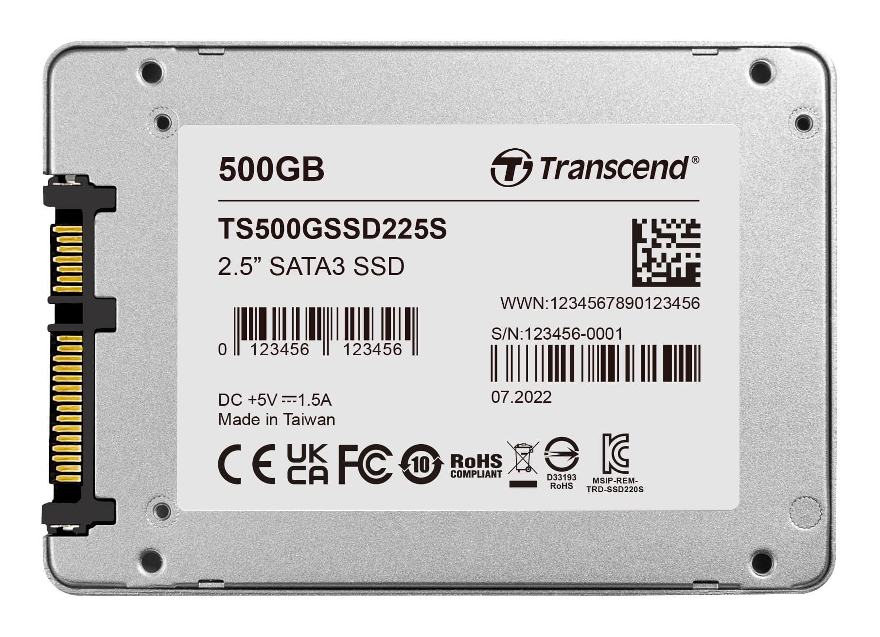 Transcend SSD225S 2.5-inch SATA III 6Gb/s 3D NAND Internal SSD - 500GB (TS500GSSD225S)